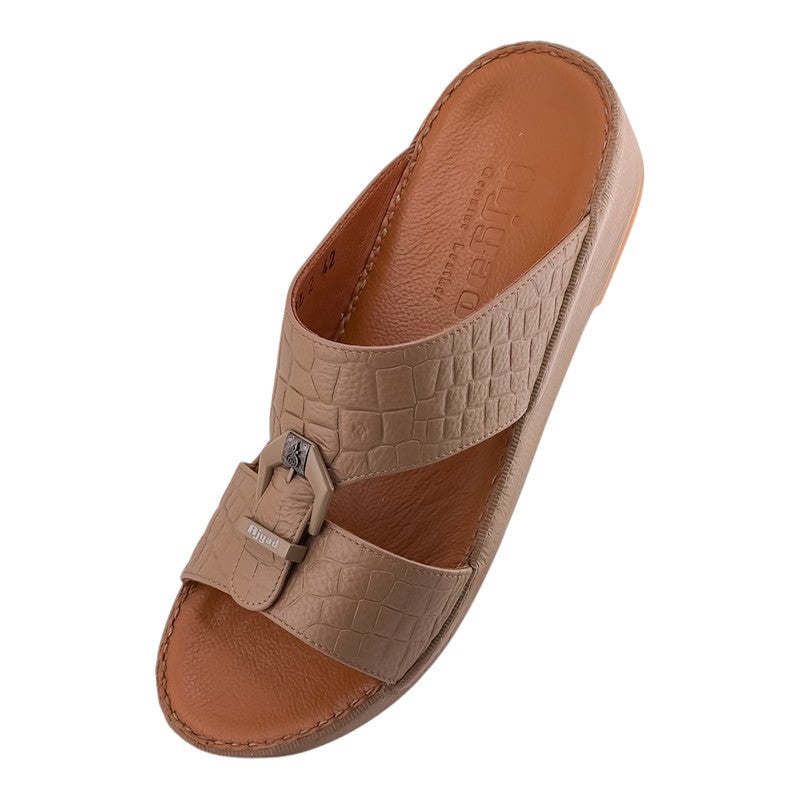 AJYAD Handmade Arabic Sandals For Men | Outdoor Mens Slippers | Everyday Flip Flops Open Toe | Arabic Genuine Shamwa Leather | New Design | Tan Footbed | Comfortable & LightWeight - Image 3